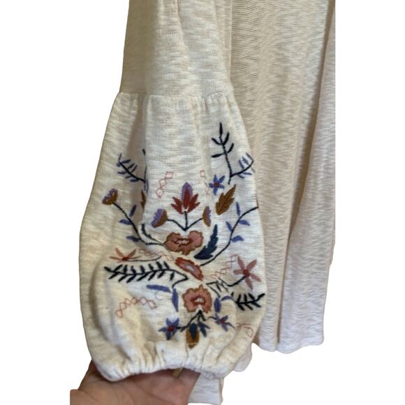 EYESHADOW Open Knit Bishop Sleeve Embroidery Floral Cardigan Women’s Small - Picture 3 of 7